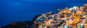 Panorama of famous greek iconic Santorini